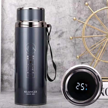 匡迪dkadi真空保温杯智能测温男女士商务茶杯带过滤网带提绳大容量
