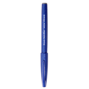 派通（Pentel）彩色软毛笔秀丽笔 弹性笔尖水性笔Touch手帐书信贺卡用 SES15C蓝色/单支装