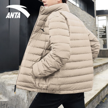 安踏羽绒服男短款连帽防风外套官网旗舰2021冬季保暖轻薄运动服男
