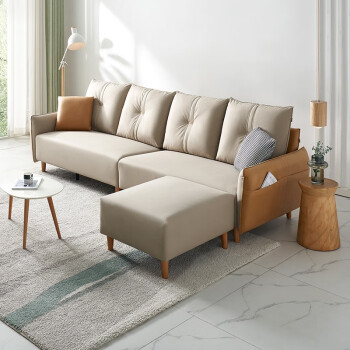 全友家居现代北欧科技布布艺沙发简约大小户型公寓乳胶实木框架储物