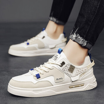 男鞋潮流板鞋男韩版滑板鞋透气小白鞋子皮面防水运动鞋百搭休闲鞋涌哥