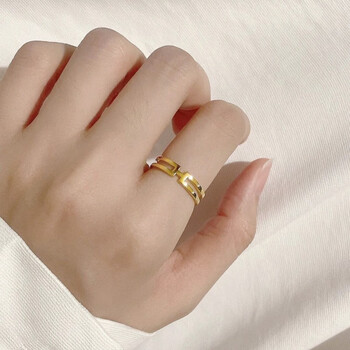 环环相扣网红双层食指指环配证书生日礼物送女友 15号 黄金h戒指重约