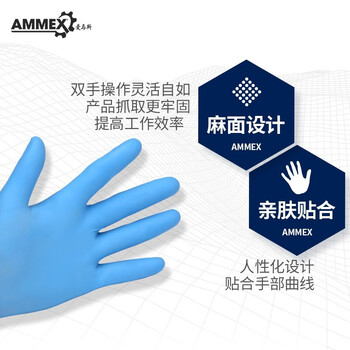 爱马斯（AMMEX） 一次性手套丁腈100只大码橡胶厨房家务清洁洗碗餐饮实验室手套