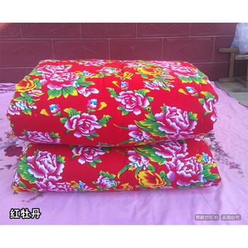 老式手工被子东北大花布凤凰牡丹老式包边被子棉被褥面结婚用传统手工