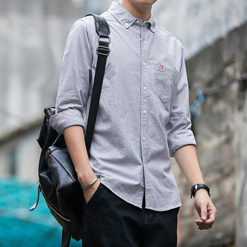 优衣库官方网衬衫男长袖牛津纺纯棉新款秋冬水洗工艺全棉男士衬 2028