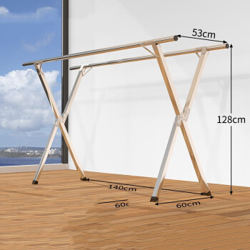 晾衣架不鏽鋼落地摺疊室內陽臺涼衣架曬被子神器雙杆式伸縮杆 旗艦1