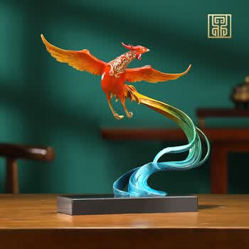 全铜凤凰摆件中式现代创意家居客厅桌面玄关酒柜装饰品神鸟展翅