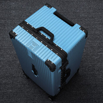 行李箱大容量超大特大号80铝框箱30寸拉杆箱密码旅行箱26寸冰川蓝直角