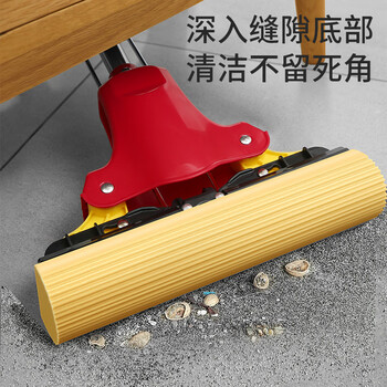 美丽雅胶棉拖把28cm伸缩杆140cm2拖头吸水海绵干湿两用免手洗一拖净2025