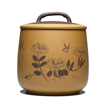 金镶玉 茶叶罐 宜兴紫砂段泥石瓢原矿大号七饼普洱茶存储罐 金镶玉 茶叶罐 宜兴紫砂段泥石瓢原矿大号七饼普洱茶存储罐