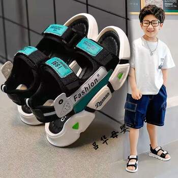 安踏(anta)男童凉鞋2023新款夏季中大童儿童鞋子软底防滑潮软皮小男孩