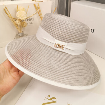 rogosky专柜潮牌法式复古平顶大檐帽钟型草帽海边防晒沙滩帽遮阳礼帽