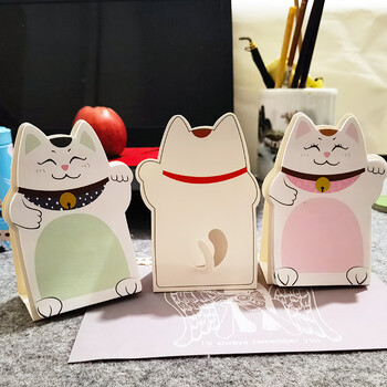 芬尚 可爱造型便利贴百事贴即时贴记事贴40张 招财猫便签纸  粉色