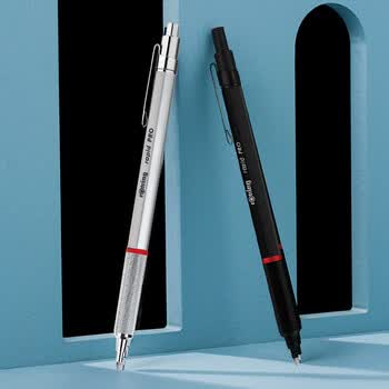 红环（rotring）按压式圆珠笔  蓝色笔芯 德国高颜值金属笔身 专业绘图-Pro系列M银色单支装