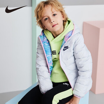 nike耐克童装儿童双面羽绒服冬季男女童灰鸭绒保暖上衣外套