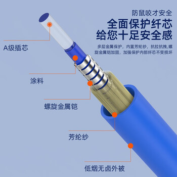 荣威胜 室外成品铠装光缆2芯户外光纤线架空免熔接二芯单模光纤跳线 2芯50米sc-sc RWS-2-50SC