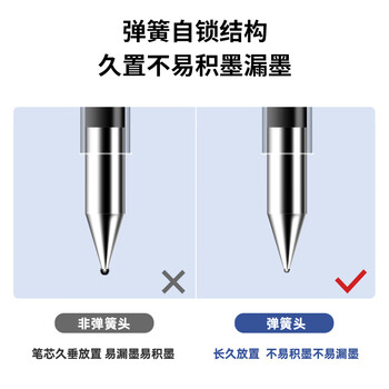 得力(deli)【顺滑之星】A12 乐素臻顺滑中性笔签字笔 0.5mm子弹头按动笔水笔 金属喷漆 黑色 12支/盒