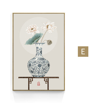 新中式装饰画客厅沙发背景墙青花瓷挂画茶室禅意壁画餐厅中国风画e