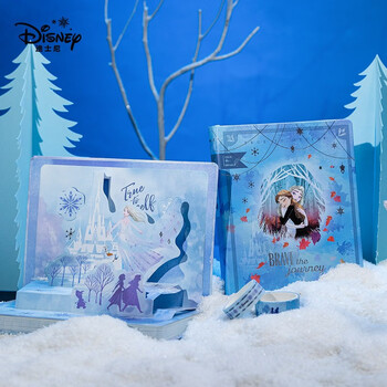 迪士尼(Disney)手账本礼盒套装 网红ins少女心记事本学生笔记本文具套装儿童女孩生日礼物 艾莎公主浅蓝 迪士尼(Disney)手账本礼盒套装 网红ins少女心记事本学生笔记本文具套装儿童女孩生日礼物 艾莎公主浅蓝