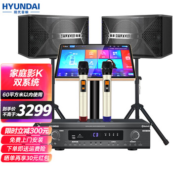 现代（HYUNDAI）音响音箱家庭影院点歌机套装家庭ktv家用唱歌卡拉OK无线蓝牙功放卡包设备 10寸音响点歌机套装
