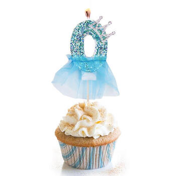 奇缘皇冠生日无烟纪念日儿童公主派对布置用装饰 纱裙皇冠蓝色蜡烛-0