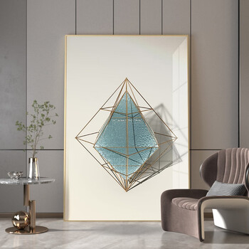 仙捷现代3d感几何水晶装饰画客厅餐厅壁画沙发玄关背景墙大气落地画