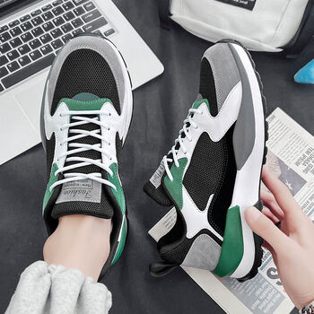 诗华采宽脚大脚骨宽头脚掌鞋鞋肥休闲轻人鞋宽脚运动鞋加定制 黑绿 h9