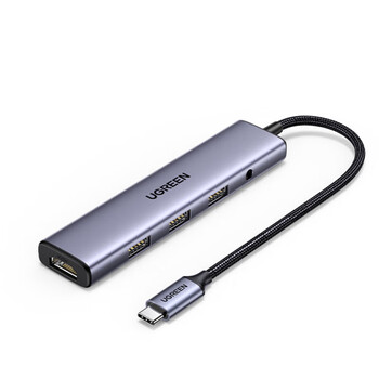 绿联Type-C扩展坞USB-C转HDMI VGA转换器雷电3分线器适用华为苹果 5合1 HDMI+USB3.0+音频(90881) 绿联Type-C扩展坞USB-C转HDMI VGA转换器雷电3分线器适用华为苹果 5合1 HDMI+USB3.0+音频(90881)