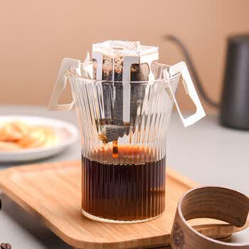 CLITON挂耳咖啡杯日式竖纹防烫玻璃杯子茶杯家用高颜值拿铁大容量浓缩杯