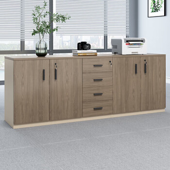 森菲亚办公柜矮柜木质文件柜办公室茶水柜员工带锁储物柜 两门四抽