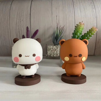 曼影卡通熊猫一二黄小熊猫b公仔一二布布表情送女友生日礼物手办摆件