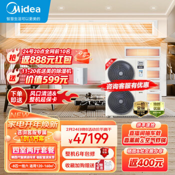 美的(Midea)中央空调小多联机领航者二代8匹一拖六一级能效风管机嵌入式空调MJV-200W-E01-LHⅡ