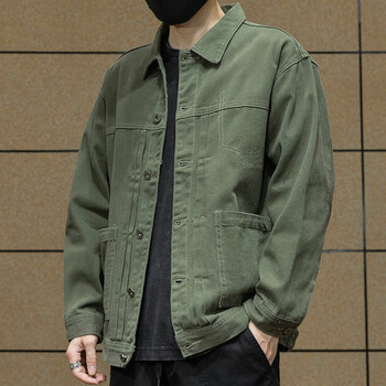 轩凡朵夹克男士工装牛仔外套男春秋季宽松休闲男生牛仔衣棉牛仔衣服灰