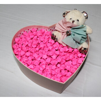 365颗单色纸星星 心形礼盒 diy手工折纸成品 情人节礼物520微表白 玫