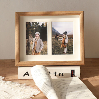 简约实木相框摆台免洗照片加卡纸组合810寸多孔相片框像架框挂墙木纹