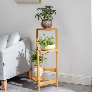 贝瑞尚花架花台花盆北欧室内家用阳台装饰架铁艺客厅简约多层绿萝简易竹木原色三角花架 图片价格品牌报价 京东