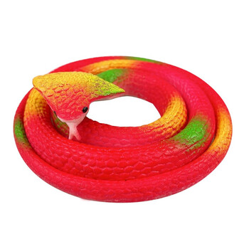儿童仿真蛇橡胶眼镜蛇圆头蛇软胶动物模型 红色眼镜蛇-65cm