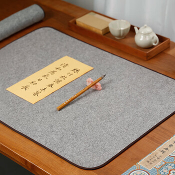 漢墨60%卷装羊毛毛毡垫 加厚耐磨书法书画灰色50*70cm毛毡垫 文房四宝写毛笔字毛毡桌布画毡