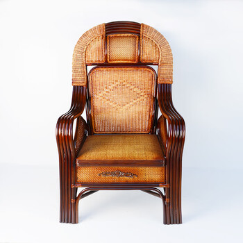靠背藤椅办公藤椅加宽老板椅藤木结构家用单人大藤椅大班椅手工编织