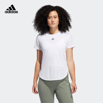 adidas阿迪达斯官网女秋季运动健身短袖T恤GN7316 白/黑色A/S(160/84A 
