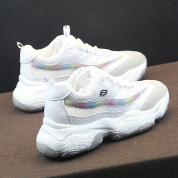 时尚女鞋 内增高 情丝结 小白鞋女镂空网面老爹鞋2019女生流行运动鞋