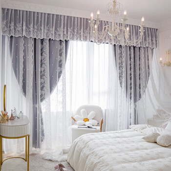 2021流行网红窗帘客厅全遮光窗帘2021年新款网红流行落地窗短款带帘头