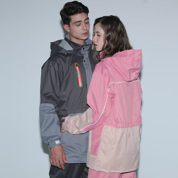 琴飞曼雨衣电动车雨衣骑手专用分体套装防暴雨骑行全身户外雨衣女樱花粉XL