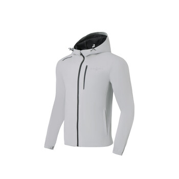 李宁冲锋衣男士春季2023新款开衫健身系列夹克连帽防风运动外套男灰