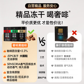 奢啡加速燃®绿标去酸醇香精品冻干双泡黑咖啡美式速溶0糖0脂2g*100杯