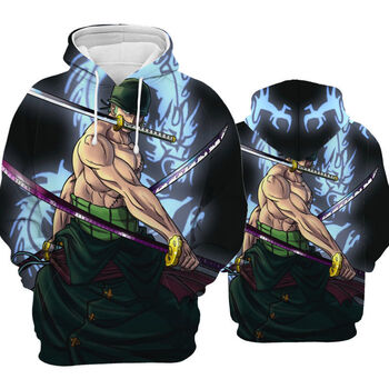 侣扁海贼王索隆长袖连帽3d卫衣男装外套春秋款宽松动漫学生衣服上衣潮