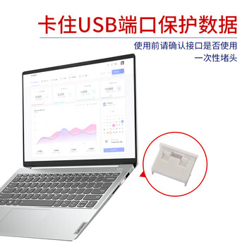 索厉 USB封口塞/USB口安全塞/USB一次性堵头/USB防尘塞/硬塑料材质/内嵌式设计/白色10装/PWU10