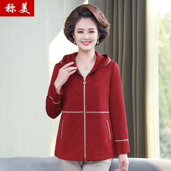 称美中老年女装春装夹克连帽405060岁新款中年妈妈装春秋季外套短款大