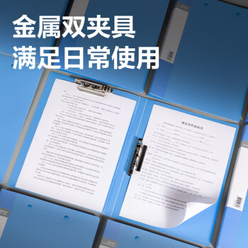 得力（deli）10个装A4金属双强力夹硬文件夹 插页袋/资料册/票据活页合同标书文件夹收纳办公学习用品PE106-T10