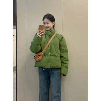 款青少女初中生女生棉袄加厚高中学生棉衣外套棉服女韩版牛油果绿s